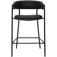 Miliboo - Designer-Barhocker in Schwarz und dunklem Nussbaumholz H66,5 cm (Set aus 2) DANTE