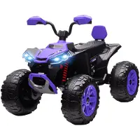 AIYAPLAY 24V Elektro Quad für Kinder mit 2 Motor, 2 Sitzer, Scheinwerfer, Lila
