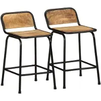vidaXL Barhocker 2 Stk. 46x35,5x70 cm Raues Mango Massivholz