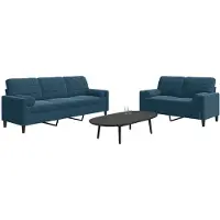 vidaXL 2-tlg. Sofagarnitur mit Kissen und Nackenrollen Blau Samt