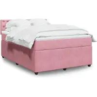 vidaXL Boxspringbett mit Matratze Rosa 140x200 cm Samt