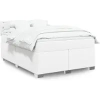 vidaXL Boxspringbett mit Matratze Weiß 140x190 cm Kunstleder