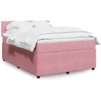 vidaXL Boxspringbett mit Matratze Rosa 160x200 cm Samt