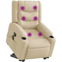 vidaXL Massagesessel mit Aufstehhilfe Creme Stoff