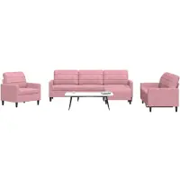 vidaXL 4-tlg. Sofagarnitur mit Kissen Rosa Samt