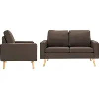 vidaXL 2-tlg. Sofagarnitur Stoff Braun