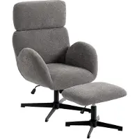HOMCOM Sessel mit Hocker Drehbar Höhenverstellbar Loungesessel mit Samtoptik