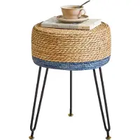 Benza Ibenzoa Seegras-Hocker – handverarbeitet aus 100% natürlichem Seegras, Metallgestell mattschwarz, wasserabweisend, 45×35×30 cm