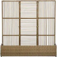 Outsunny Polyrattan Hochbeet mit Rankgitter, Blumenkasten für Garten Sand