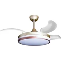 Eclipse Deckenventilator mit Beleuchtung – goldfarbene Basis, modernes Design & LED-Licht, Ventilatorenmodel: Vaela