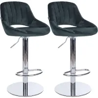 CLP 2er Set Barhocker Milet Chrom mit schweren Standfüßen je bis 150 kg belastbar | Farbe dunkelgrau Material Samt