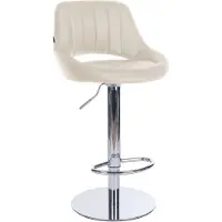 CLP Barhocker Milet Chrom mit schwerem Standfuß bis 150 kg belastbar | Farbe creme Material Kunstleder