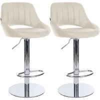 CLP 2er Set Barhocker Milet Chrom mit schweren Standfüßen je bis 150 kg belastbar | Farbe creme Material Kunstleder