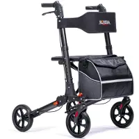 Merkloos Doppel Falt Rollator - Leicht und Stilvoll mit Luxus Tasche