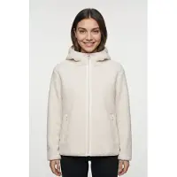 CMP Kapuzenfleecejacke "WOMAN JACKET FIX HOOD", Damen, Gr. 42, weiß (b.co gesso), Obermaterial: 100% Polyester, Jacken Kapuzenfleecejacke, mit Kapuze, sportlicher Stil, atmungsaktiv, wärmend