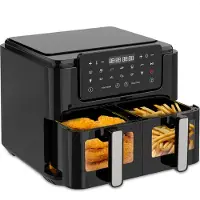 Strex Airfryer XXL - 10L - 2500W - Heißluftfritteuse - Double Airfryer - 50ºC bis 200ºC - 10 Kochprogramme - Schwarz