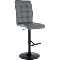 DELUKE Barhocker PIMIR Kunstleder Grau 45x54x112cm Schwarz Barstuhl Höhenverstellbar Mit Lehne Drehbar Tresenhocker Tresenstuhl