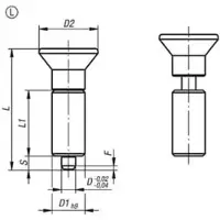 Kipp Arretierbolzen ohne Rastnut Gr.0 Form L Edelstahl gehärtet Thermoplas