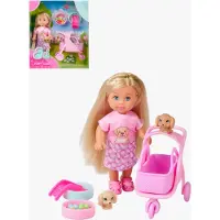 Evi love Puppe Hundewagen & Welpen 12 cm, Rosa