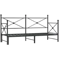vidaXL Tagesbett Ausziehbar ohne Matratze Schwarz 90x200 cm Stahl