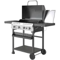 Outsunny Gasgrill 12 KW 4+1 Brenner BBQ Grillwagen aus Edelstahl Seitenbrenner
