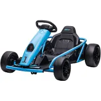 HOMCOM Kinder Elektro Gokart Drift Kart mit langsamem Start, Musik, Hupe, Blau