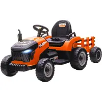 AIYAPLAY Elektrischer Kinder Traktor 3-Gang mit Anhänger, 2 Motor, für 3-8 Jahre