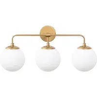 Opviq , Elegante Wandleuchte aus Metall, Gold, 56 x 21 x 27 cm | Glasabdeckung (Durchmesser: 15 cm, Höhe: 15 cm) | 3 x E14 Fassung, max. 40 W | Ideal für Hotel- und Wohnräume.