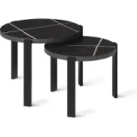 Vicco Couchtisch-Set Norin Schwarzer Marmor/Schwarz 60 x 60 cm, Model 61835