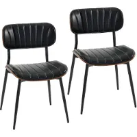 HOMCOM Esszimmerstühle 2er Set Küchenstuhl mit Sitzfläche aus Kunstleder Schwarz