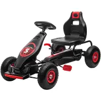 HOMCOM Gokart, Kinderfahrzeug mit Pedal, Tretauto, Outdoor, Rot+Schwarz
