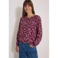 Cecil Shirtbluse , Damen, Gr. S (38), rot (rot wine), Web, Obermaterial: 100% Viskose, gemustert, bequem hüftbedeckend, Rundhals, elastischer Bund, Blusen Shirtbluse, mit Rundhals und Allover-Print