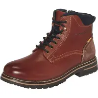 Camel active Schnürboots , Herren, Gr. 42, Leder Textil, braun (cognac, blau), used, Basic, Schuhe Schnürboots, Winterboots, Stiefel mit Reißverschluss