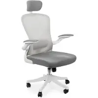 Spacetronik Bürodrehsessel ARON Weiß, verstellbare Sitzhöhe 46-56 cm, Rückenlehne, Armlehnen und Lendenwirbelstütze