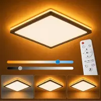 Lapalife 24W LED Deckenleuchte Ultra Dünn Quadrat Deckenlampe 3000K–6500K Dimmbar Nachtlicht mit Fernbedienung für Schlafzimmer, Küche, Wohnzimmer
