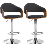 CLP 2er Set Barhocker Nilse Stoff chrom walnuss/schwarz