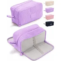 XDeer Federmäppchen Federtasche(Lila)Groß 3 Fächer Stifttasche aus Cord-Stoff,Tragbar Schulmäppchen für Schule Mädchen Jungen Büro Damen Geschenk