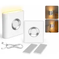 Dopwii 2er-Set LED Nachtlicht mit Bewegungsmelder, 50lm dimmbar, Dämmerungssensor, Akku – Nachtlichter, Sensor Nachtlicht & Orientierungslicht für Bad & Flur