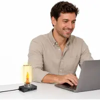 Dopwii Mini USB Atmosphärenlampe, transparent Nachtlichter, Touch-Steuerung, LED – Stimmungslampe & Flammenlampen Effekt für Auto & Camping