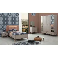 AEA Jugendbett Kindermöbel Kinderbett Komplette Beige Holz Set 5tlg Modern