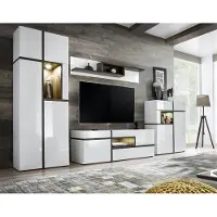 Xl Moebel Gmbh Modern Wohnwände Set 4 tlg Wohnzimmer Weiß Holz Möbel Schrank TV-Ständer