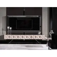 Xl Moebel Gmbh Elegantes Weißes Holz-Metall Wohnzimmer Set mit TV-Schrank und Panel