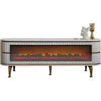 AEA Moderner TV-Schrank mit LED-Kamin, Farbwechsel, Bluetooth und Fernbedienung