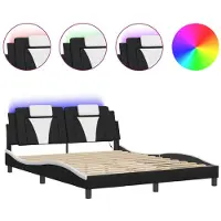 vidaXL Bettgestell Viana mit LED ohne Matratze Schwarz&Weiß 160x200cm