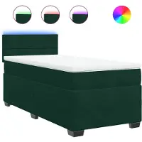 vidaXL Boxspringbett mit Matratze Dunkelgrün 90x190 cm Samt