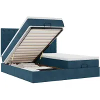vidaXL Ottoman-Bett mit Matratzen & LEDs Dunkelblau 160x200 cm Samt