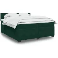 vidaXL Boxspringbett mit Matratze Dunkelgrün 200x200 cm Samt