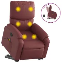vidaXL Massagesessel mit Aufstehhilfe Weinrot Kunstleder