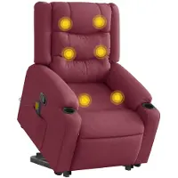 vidaXL Massagesessel mit Aufstehhilfe Weinrot Stoff