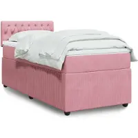 vidaXL Boxspringbett mit Matratze Rosa 90x200 cm Samt